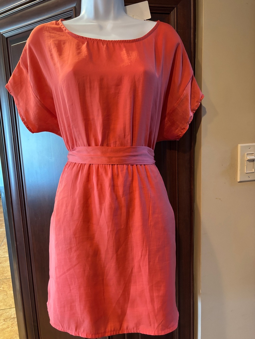 Ya Los Angeles Coral Belted Short-Sleeve Mini Dress